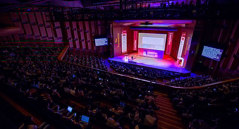 Speaker presenting at the LeadDev London conference