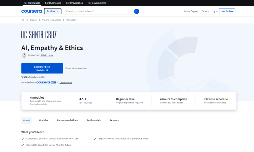 AI, Empathy & Ethics course landing page