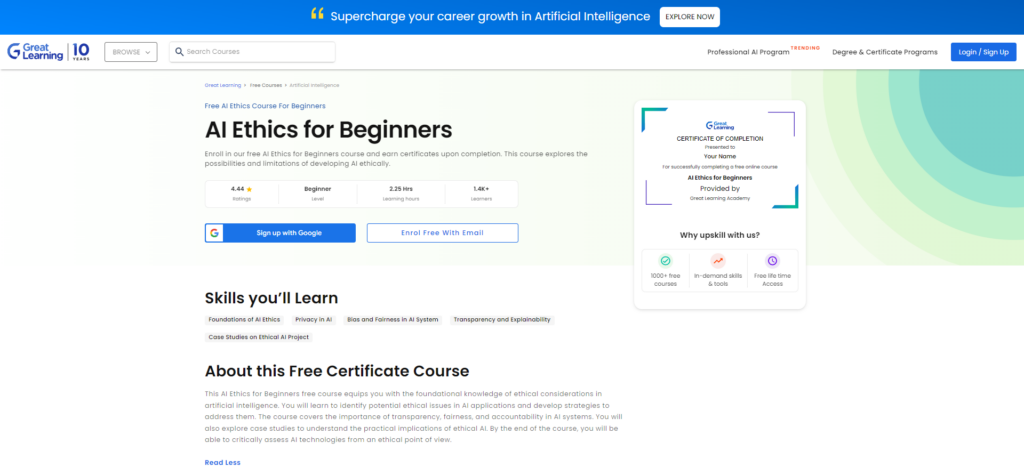 AI Ethics for Beginners course landing page