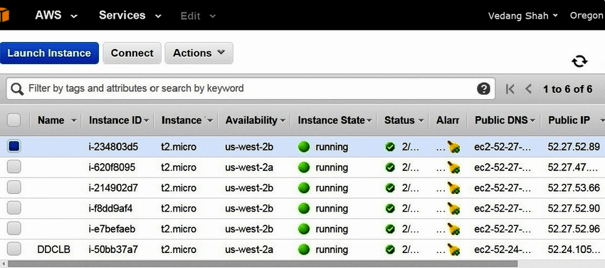 A photo focused on the services tab of Amazon Web Services.