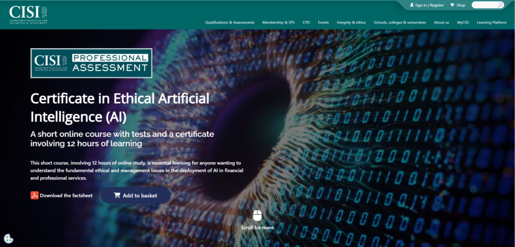 Certificate in Ethical Artificial Intelligence course landing page