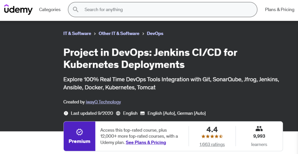 The Project in DevOps: Jenkins CI/CD for Kubernetes Deployments course screenshot