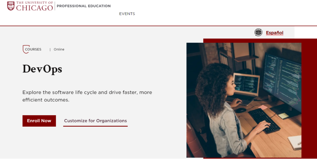 The screenshot of DevOps course landing page