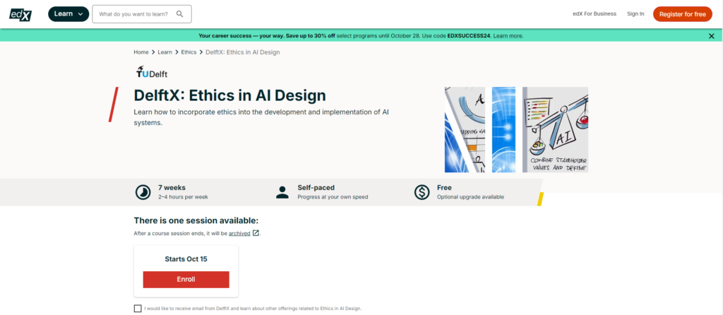 Ethics in AI Design course landing page