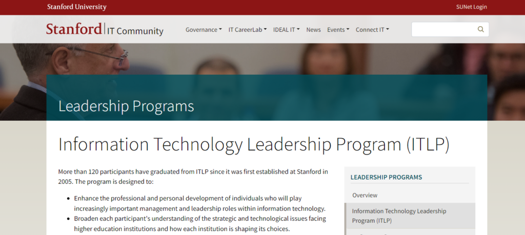 Information Technology Leadership Program, a technology leadership course