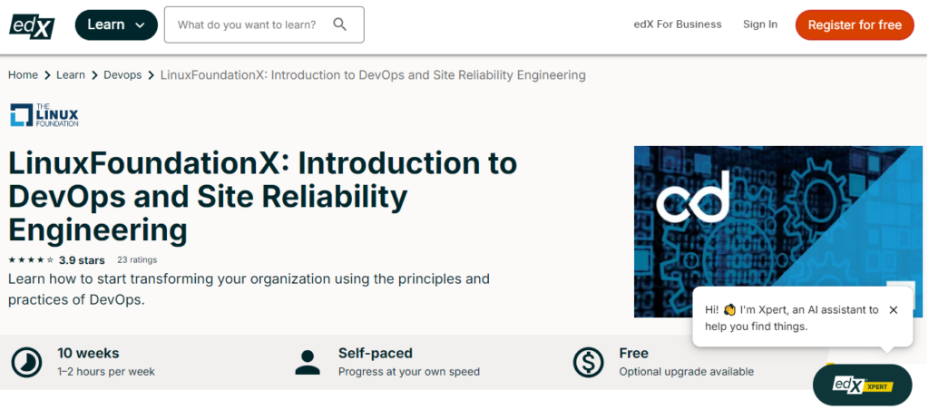 Introduction to DevOps and Site Reliability Engineering, a devOps course