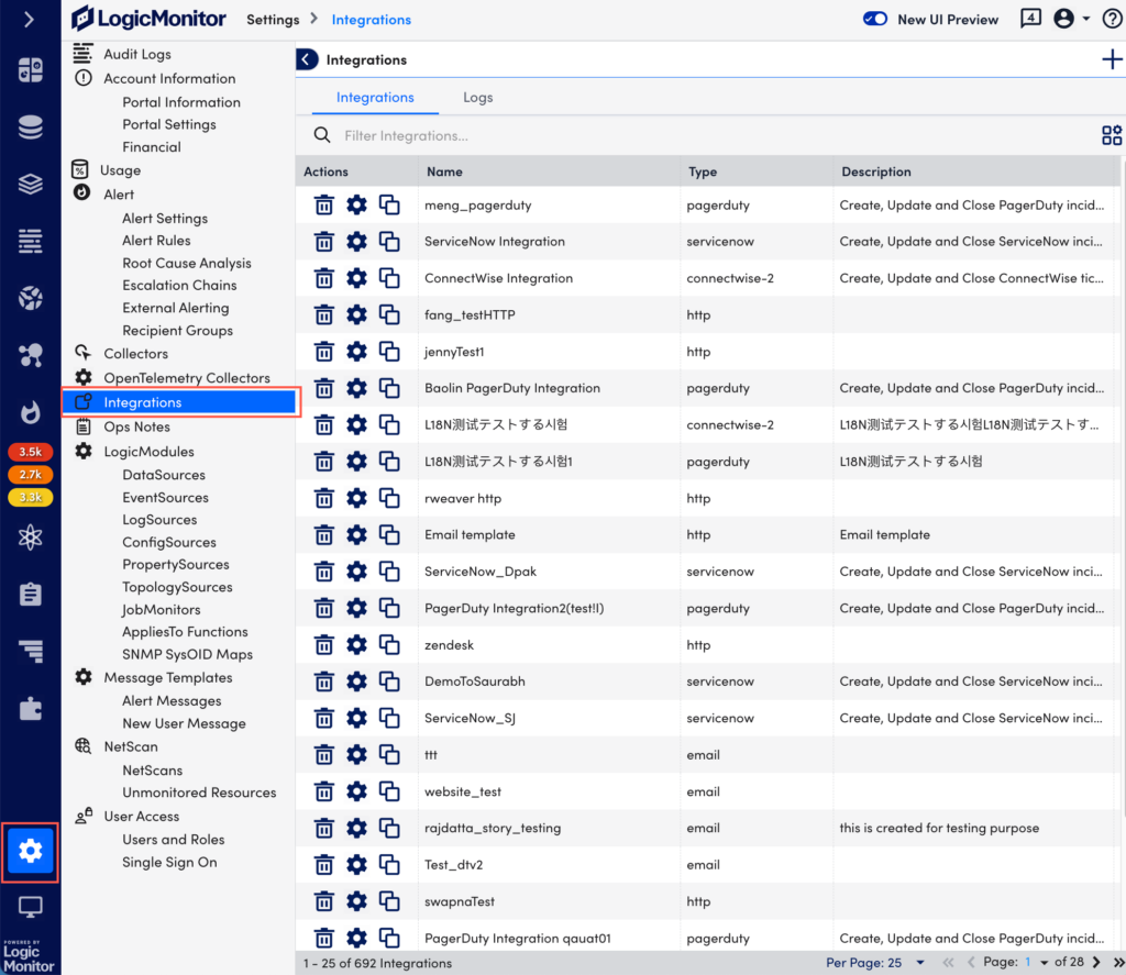 logicmonitor integration capabilities screenshot
