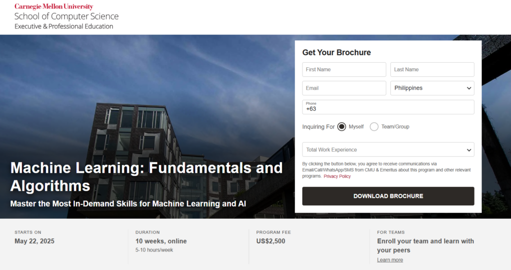 The Machine Learning: Fundamentals and Algorithms course landing page