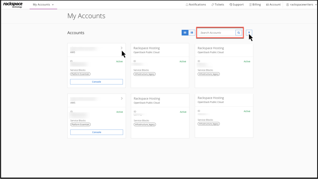 rackspace dedicated account teams screenshot
