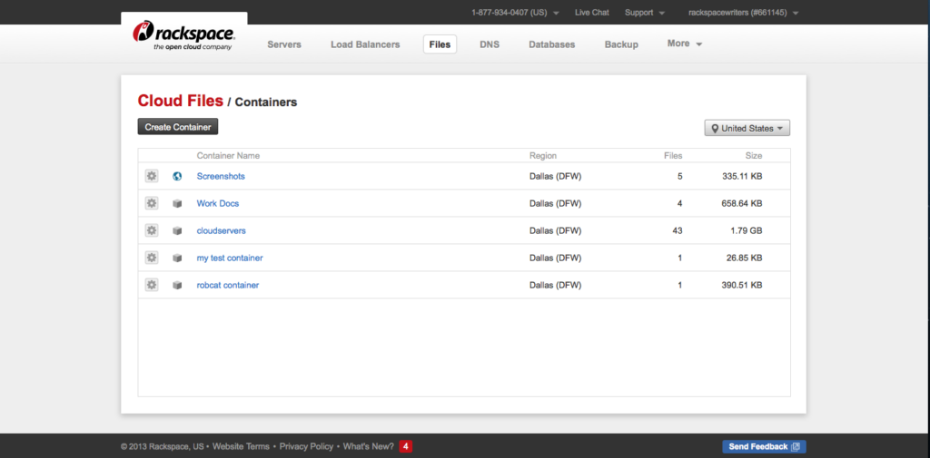 rackspace technology dashboard screenshot
