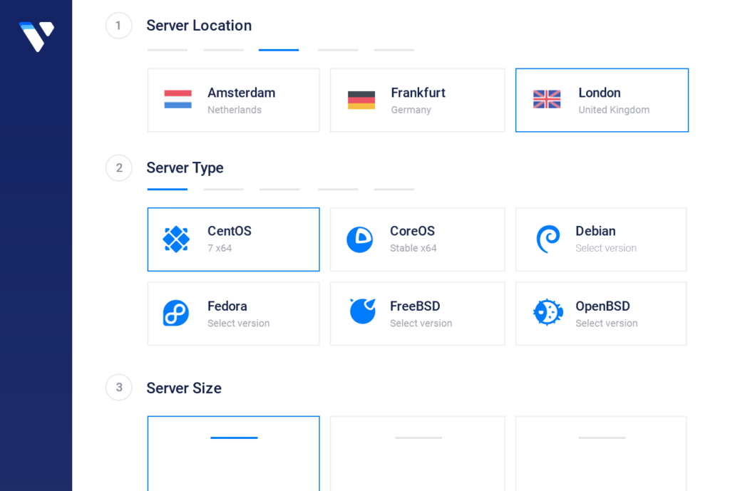 A photo for the server customization inside the tool Vultr.