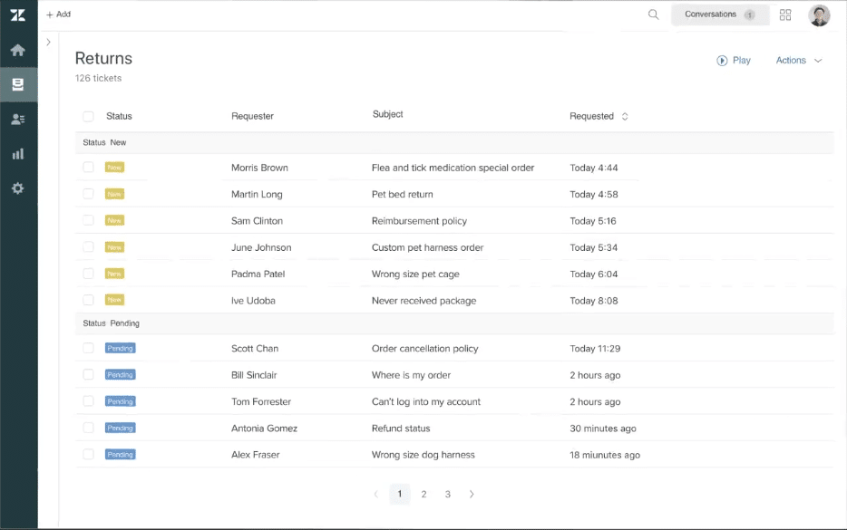 Zendesk manages screenshot