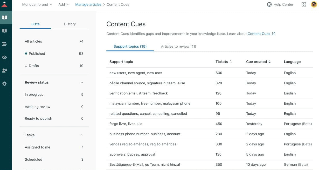 Zendesk offers screenshot